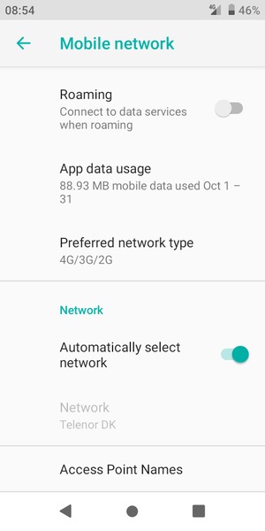 Turn off Automatically select network