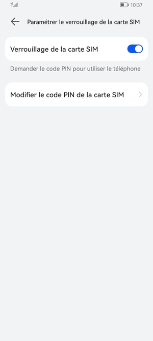 Sélectionnez Modifier le code PIN de la carte SIM