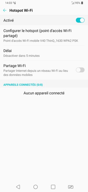 Votre téléphone est maintenant configuré pour être utilisé comme modem