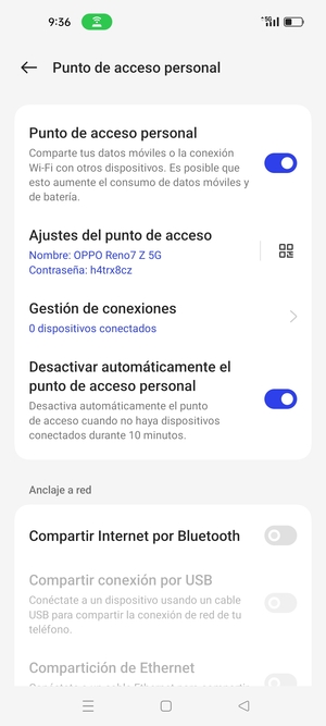 El teléfono ha sido configurado para su uso como módem