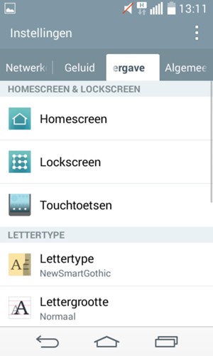 Selecteer Weergave en Lockscreen