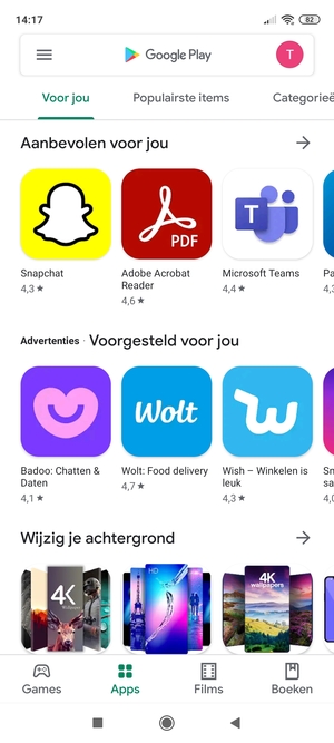 Selecteer de zoekbalk