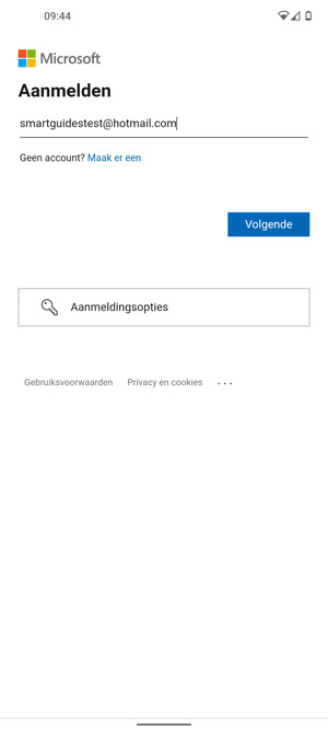 Voer uw e-mailadres in en selecteer Volgende