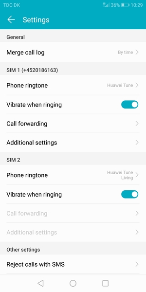 Scroll to SIM 1 or SIM 2 and select Additional settings