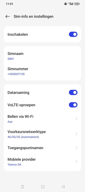 Schakel Dataroaming in of uit