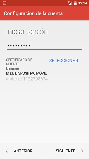 Introduzca su contraseña y seleccione SIGUIENTE