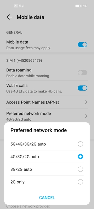 Select your preferred option