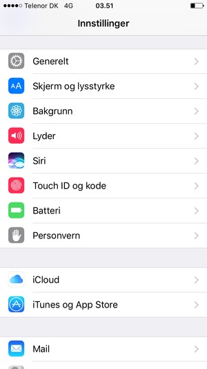 Velg Touch ID og kode