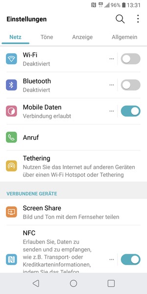 Wählen Sie Allgemein