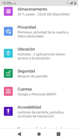 Desplácese y seleccione Seguridad