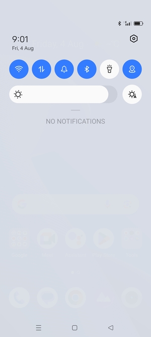 Slide down the top menu again