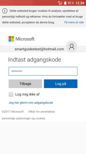 Indtast din adgangskode og vælg Log på