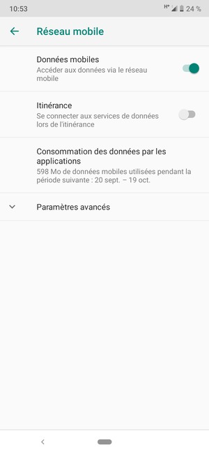 Sélectionnez Paramètres avancés