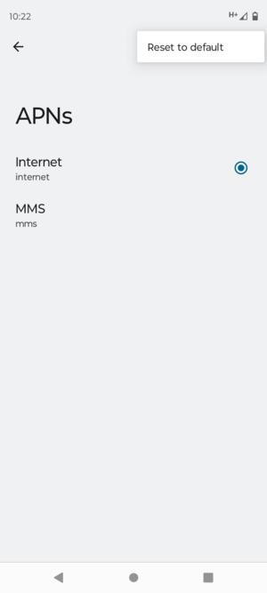 Select Reset to default