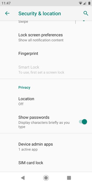 Select SIM card lock