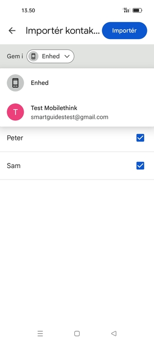 Vælg din Google konto