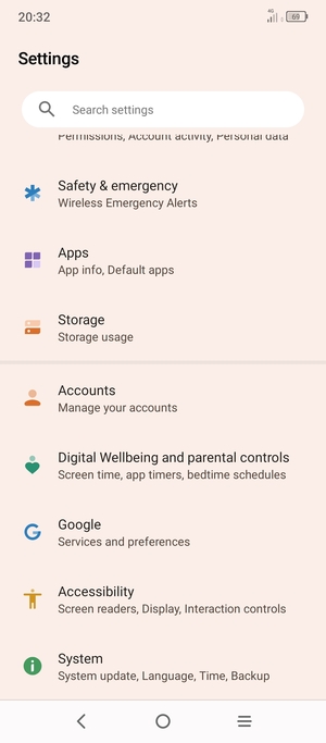 Scroll to and select System
