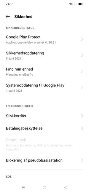 Scroll til og vælg SIM-kortlås