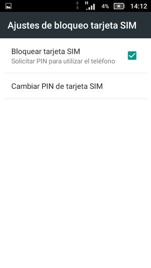 Seleccione Cambiar PIN de tarjeta SIM