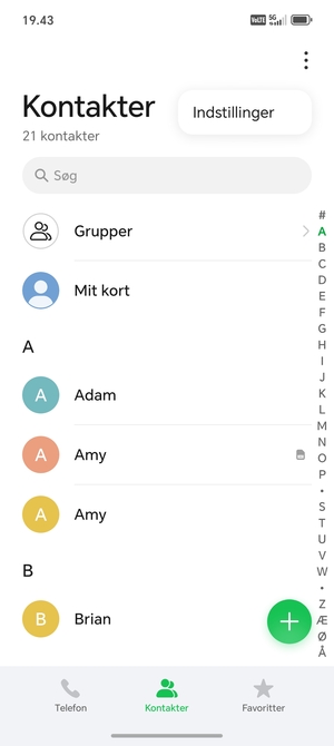 Vælg Indstillinger