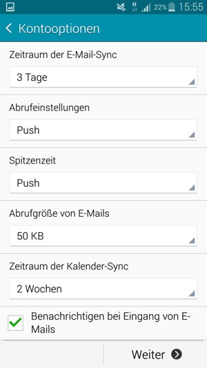 Wählen Sie Weiter