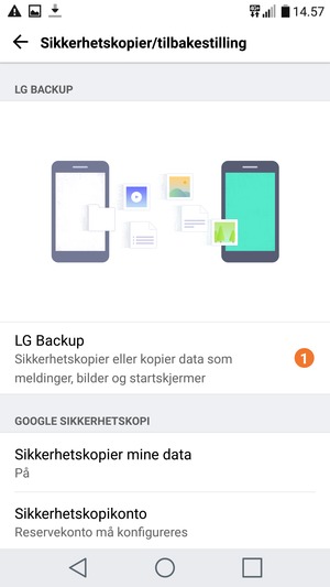 Velg Sikkerhetskopikonto