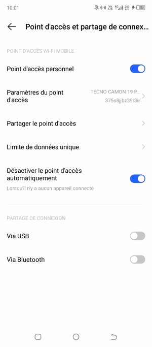 Votre téléphone est maintenant configuré pour être utilisé comme modem