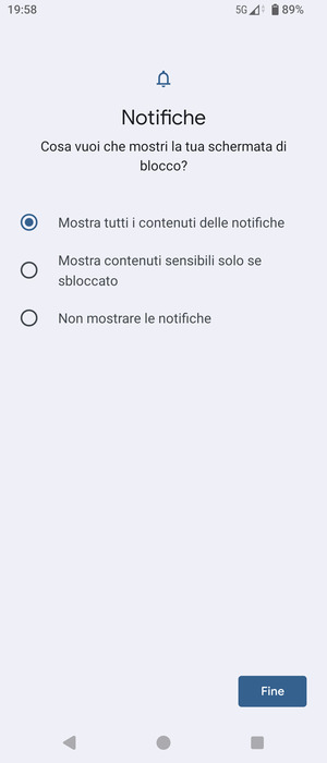 Seleziona la tua opzione preferita e poi Fine