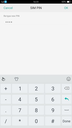 Confirm your new SIM PIN and select OK
