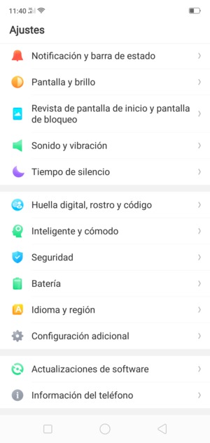 Desplácese y seleccione Configuración adicional