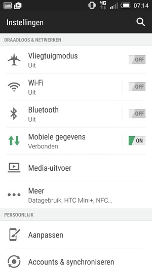 Selecteer Mobiele gegevens