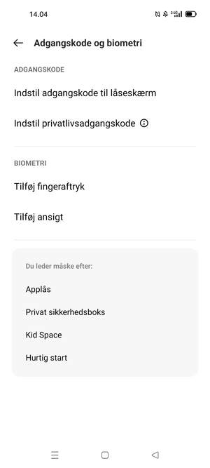 Vælg Indstil adgangskode til låseskærm