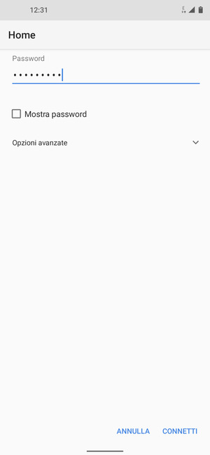 Inserisci la password del Wi-Fi e seleziona CONNETTI