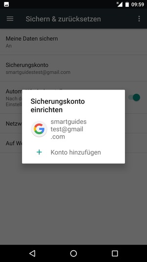 Wählen Sie Ihr Konto für Backup