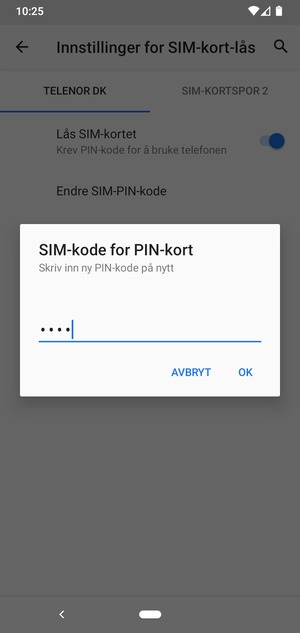 Bekreft din nye PIN-kode for SIM-kort og velg OK