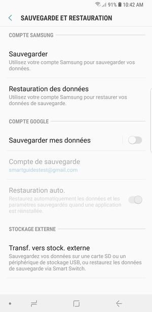 Activer le Sauvegarder mes données