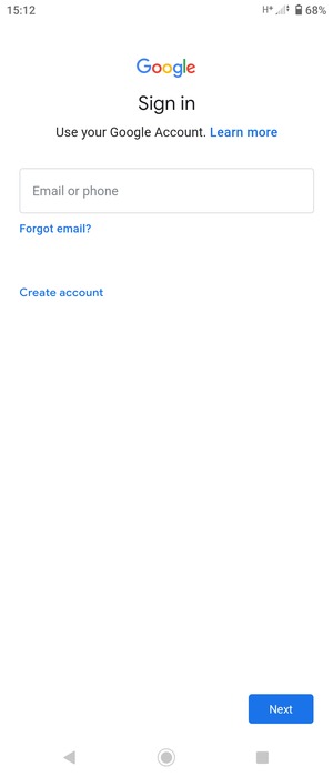 Enter your Gmail address and select Next