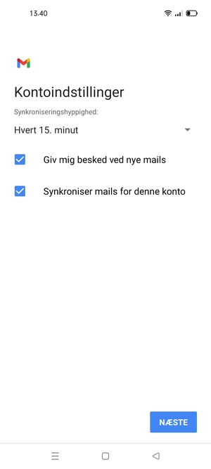Vælg NÆSTE