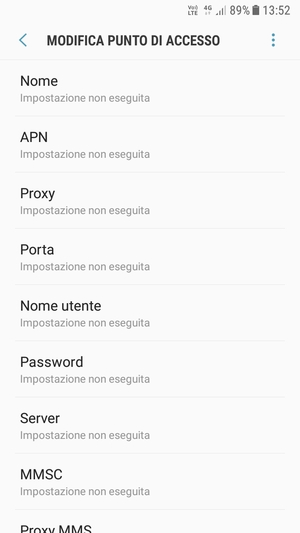 Inserisci le informazioni di Internet