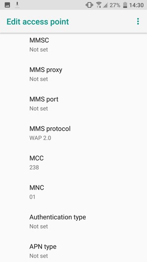Scroll down and enter MMS information
