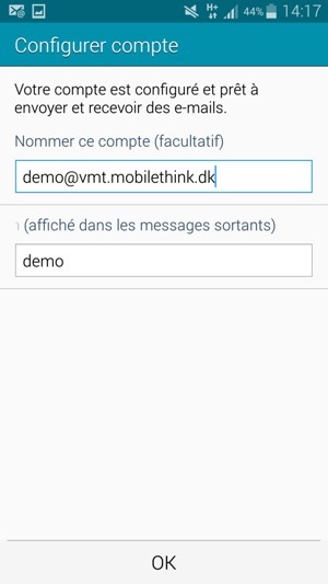 Donnez un nom à votre compte et saisissez votre nom. Sélectionnez OK
