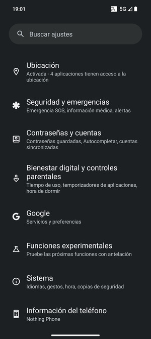 Desplácese y seleccione Sistema