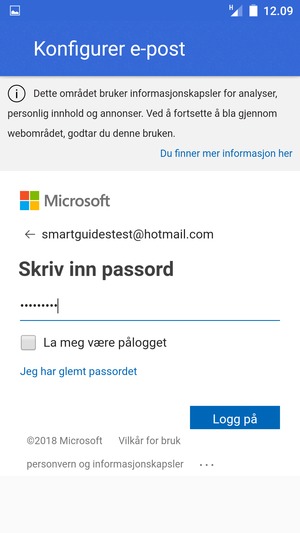 Skriv inn passord og velg Logg på
