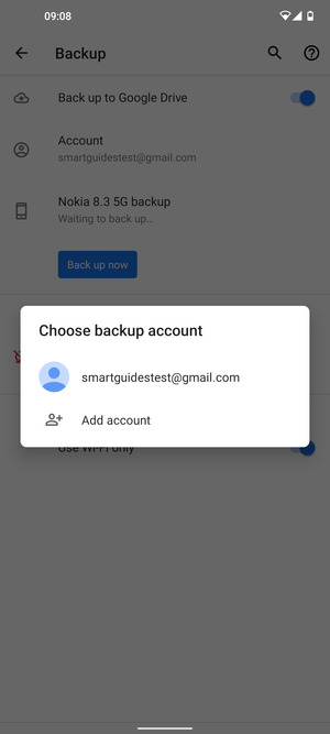 Select your backup account