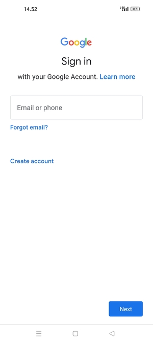 Enter your Gmail address and select Next