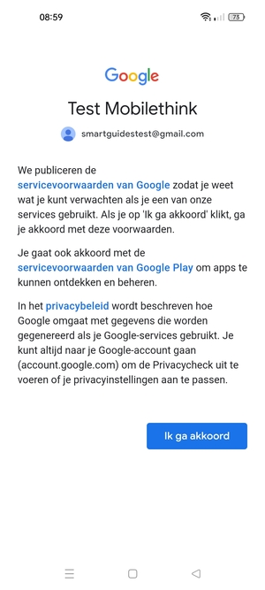 Selecteer Ik ga akkoord