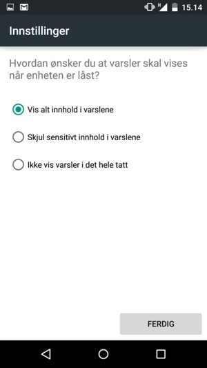 Velg ønsket alternativ og velg FERDIG