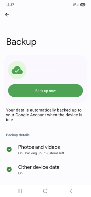 Select Back up now