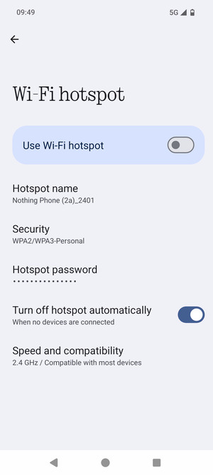 Select Hotspot password