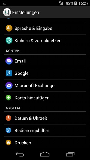 Wählen Sie Google